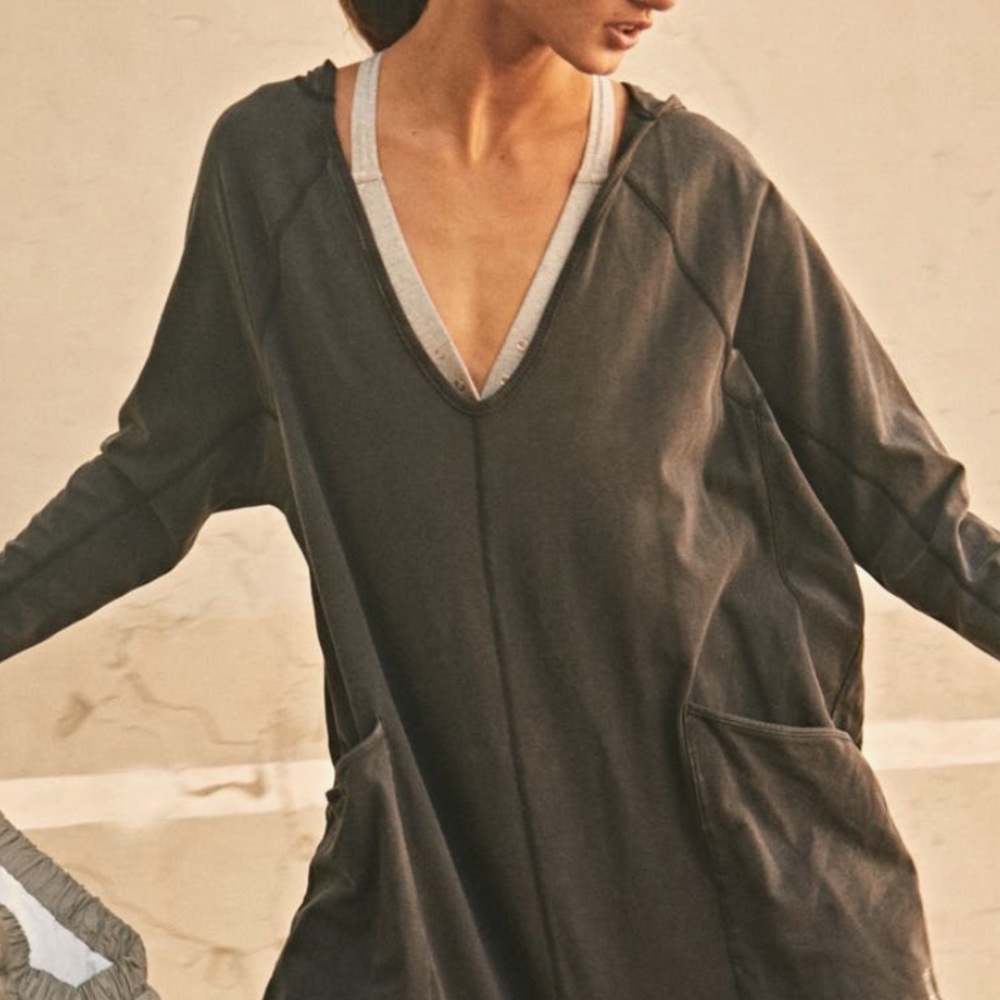 Free People NWT Hot Shot Hooded  Long Sleeve Stretch Cotton Jumpsuit small - Picture 3 of 14